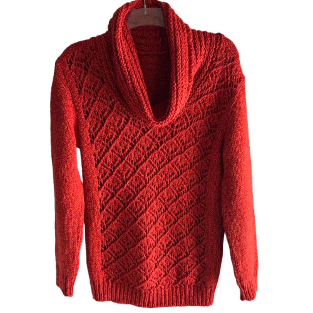 Harvest Orange Super Soft Knit Cowl Neck Pullover Sweater Ladies Size M #B